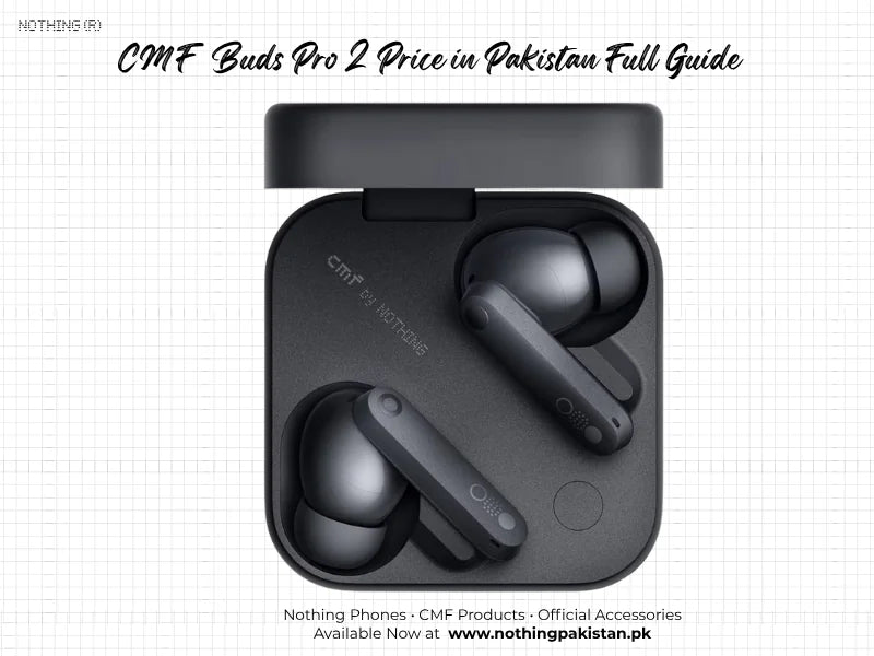 Black CMF Buds Pro 2 earbuds inside an open Smart Dial charging case