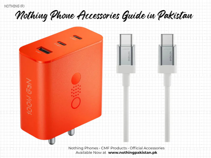 Nothing Phone accessories guide showing charging, protection and audio choices in Pakistan
