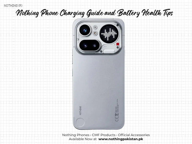 Nothing phone illustrating a charging guide and battery health tips